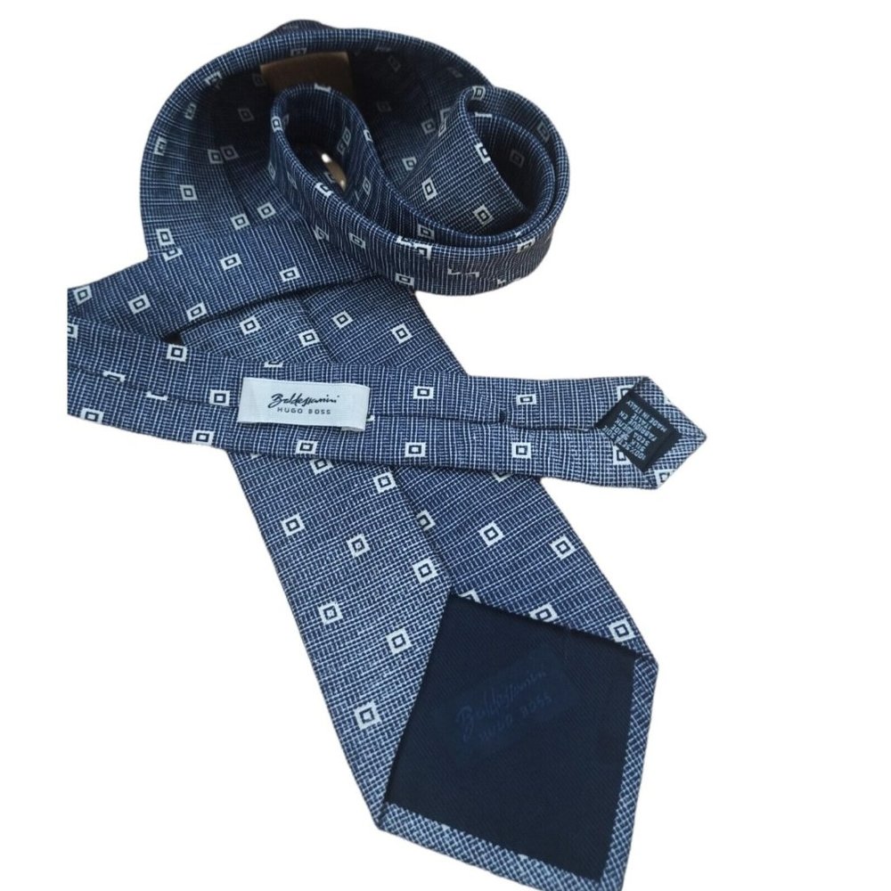 BALDESSARINI HUGO BOSS Gray Geometric Silk Tie ITALY 61"/ 3.7" EC - Picture 10 of 10